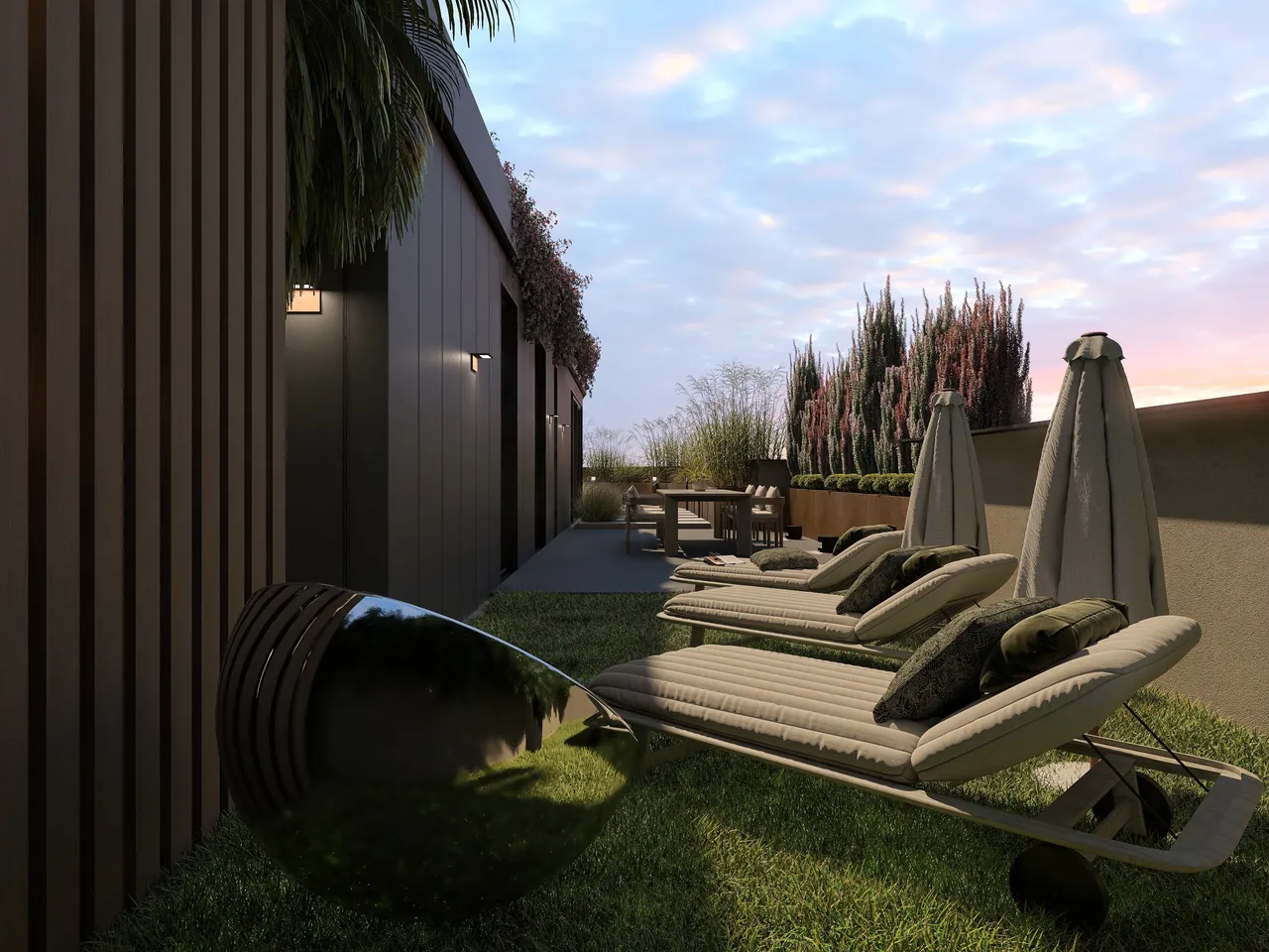 Modern [ ROOFTOP AT SUNSET ] 3d design renderings